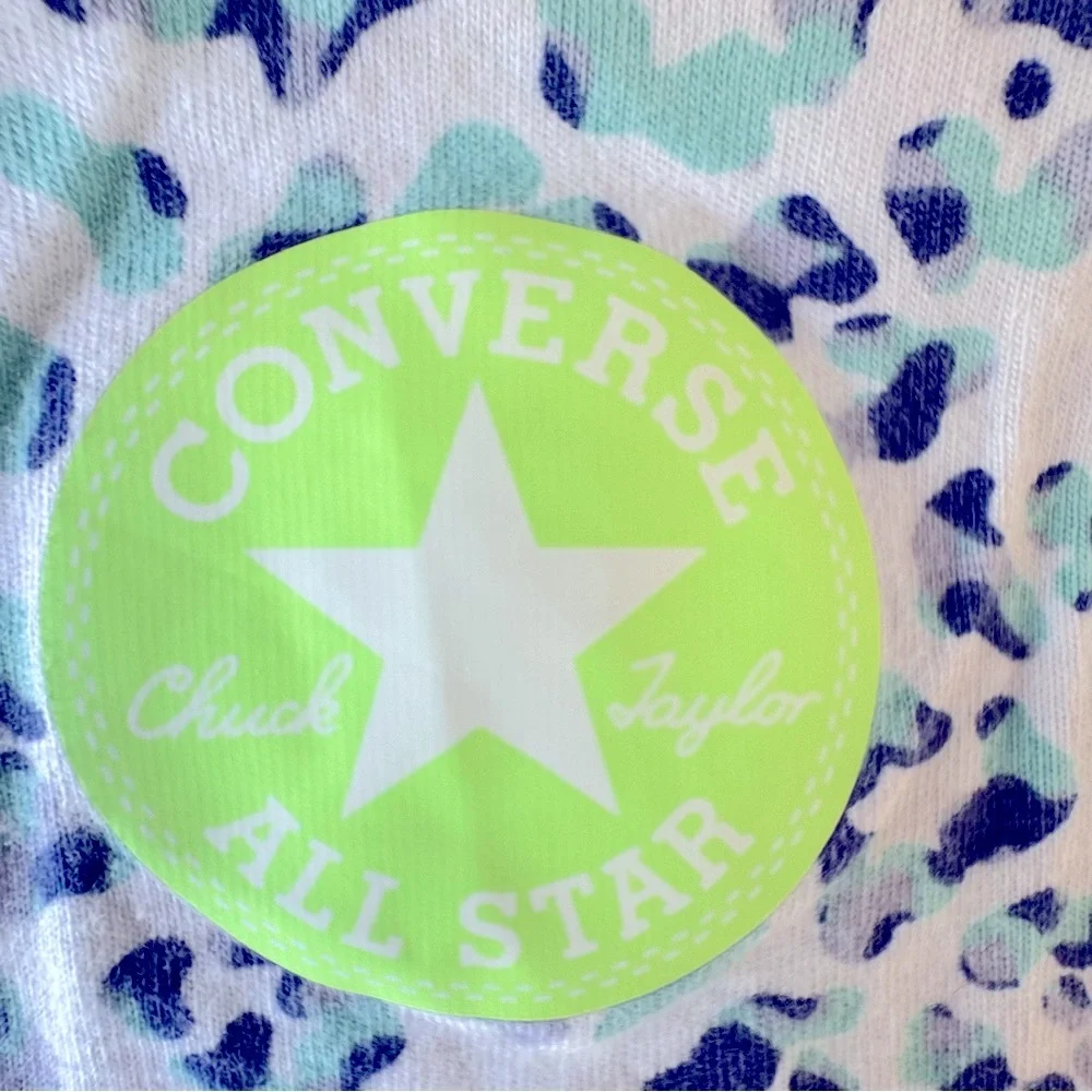 Converse Girls Leopard Cropped Short Sleeve Tee, blue,white,12G,L,140-155cm
